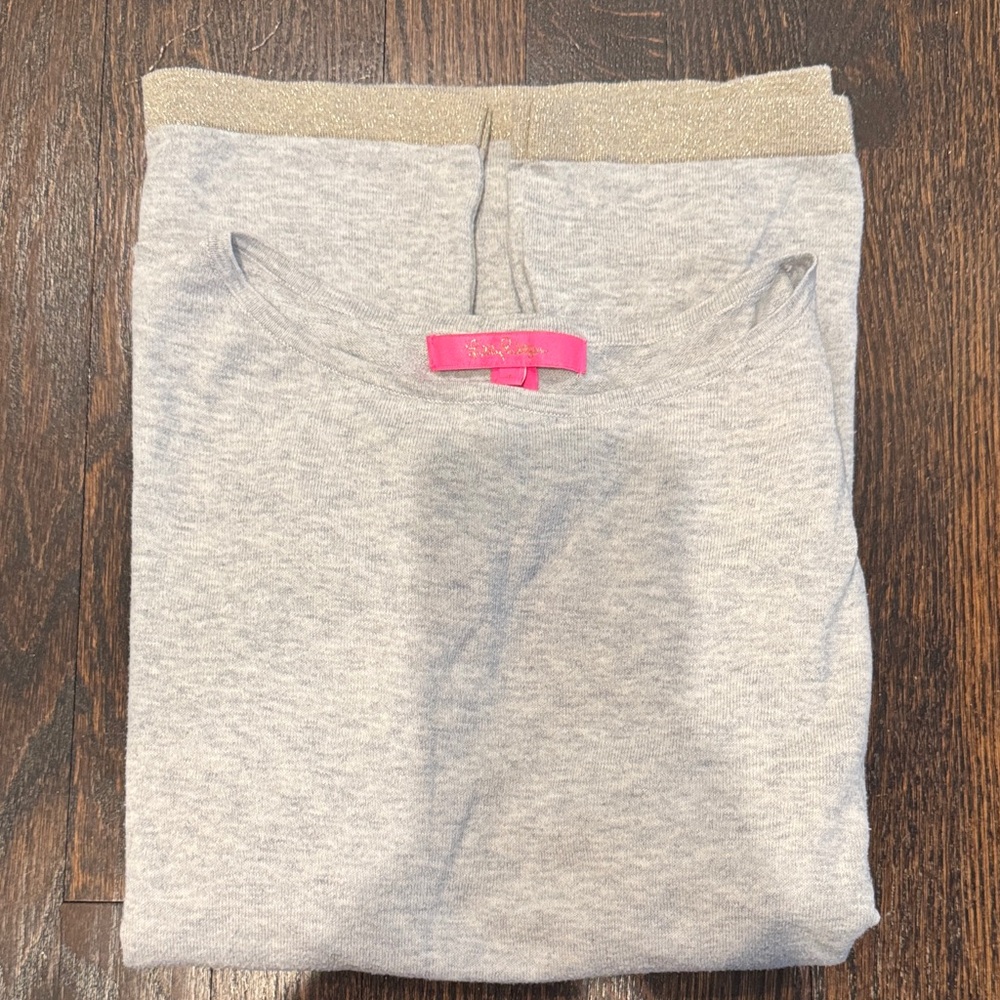 Lilly Pulitzer Gray Sweatpants with Gold Waistband